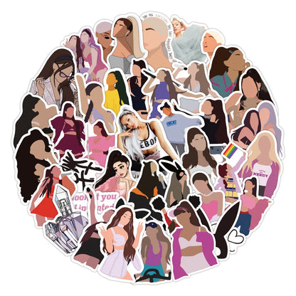 50PCS Singer Ariana Grande Personalized Decoration Graffiti Waterproof Sticker Luggage Compartment NotebookHelmet
