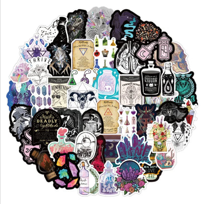 50PCS cartoon medicine horror Gothic decorative style graffiti stickers, personalized fashion and creative trend DIY exquisite decorative decal cups, helmets, skateboard popular sticker toys