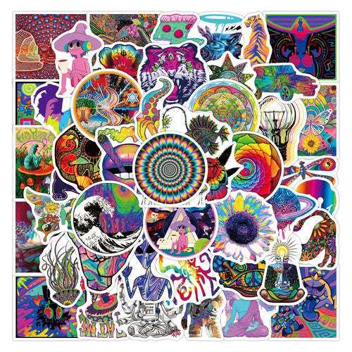 50PCS Psychedelic Series Graffiti Waterproof Sticker Car Trunk Notebook Skateboard Water Cup Sticker