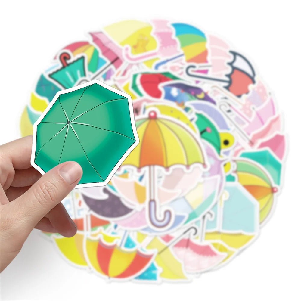 50PCS Umbrella Creative Waterproof Graffiti Stickers Luggage Car Tablet Car Cartoon Decorative Stickers