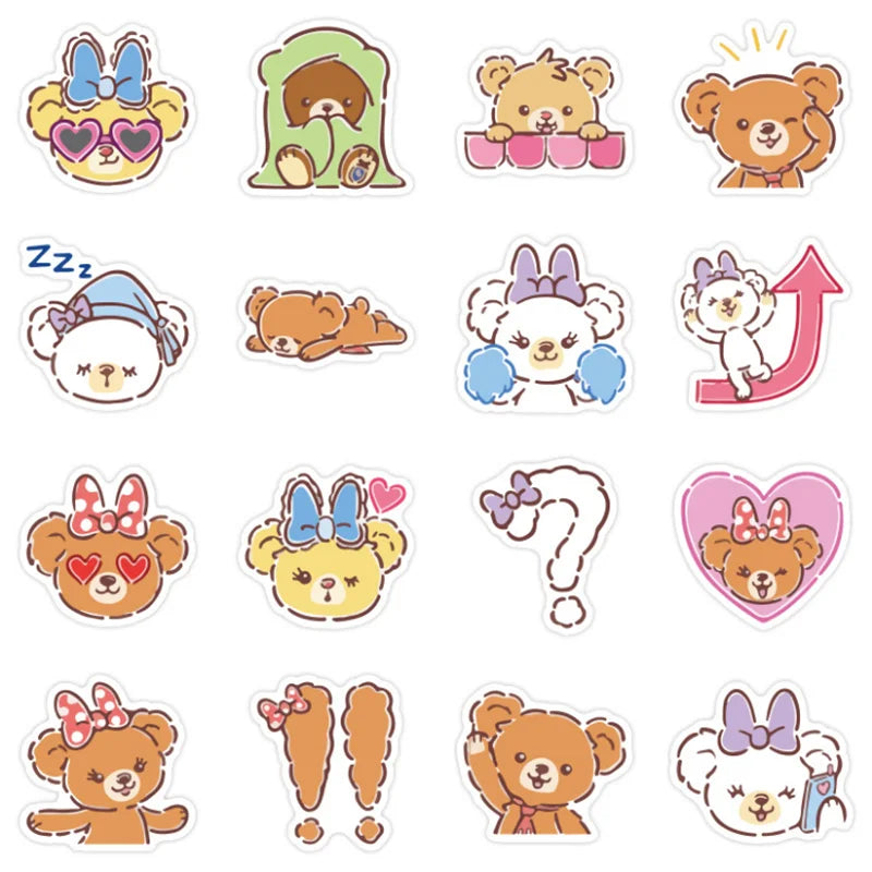 50PCS of cute cartoon bear and rabbit animal decorative style graffiti stickers, personalized, fashionable and creative trend DIY exquisite decorative decal cups, helmets, skateboard popular sticker toys