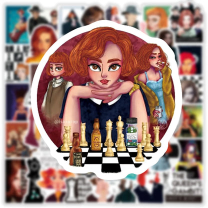 50PCS New American Drama Queen's Chess Game Graffiti Waterproof Sticker Suitcase Notebook Stationery Box WaterCup