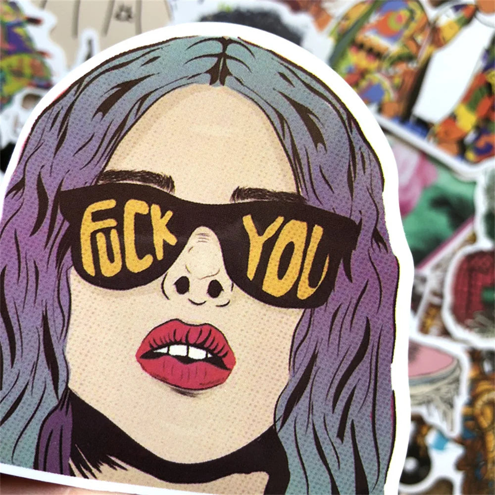 50PCS Hip-hop Style Rap Skateboarding Graffiti Stickers Waterproof Trolley Case Skateboard Stickers