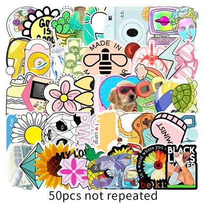 50PCS non-repetitive VSCO style graffiti stickers, personalized luggage, car thermos flasks, phone cases, laptop decorative stickers, toys