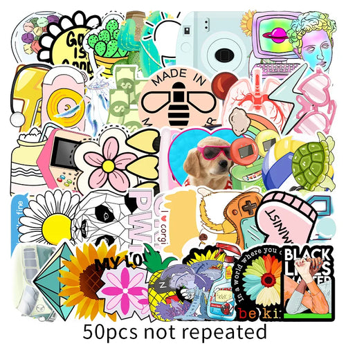 50PCS non-repetitive VSCO style graffiti stickers, personalized luggage, car thermos flasks, phone cases, laptop decorative stickers, toys