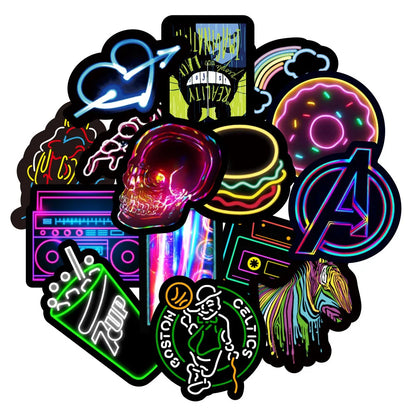 50PCS Purple Neon Creative Stickers Graffiti Refrigerator Computer Mobile Phone Water Cup Decoration Sticker