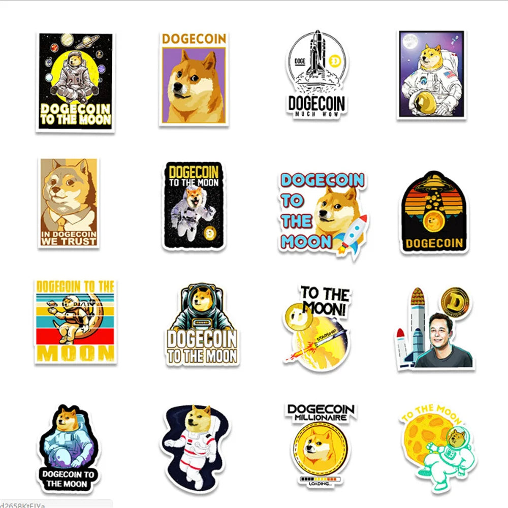 50 pieces of cute cartoon dog coins, fun dog head graffiti stickers, personalized suitcase, notebook, planner, waterproof sticker toys