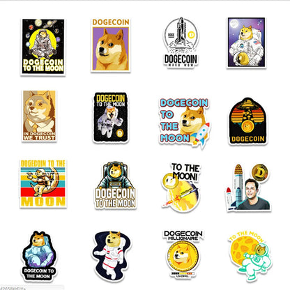 50 pieces of cute cartoon dog coins, fun dog head graffiti stickers, personalized suitcase, notebook, planner, waterproof sticker toys