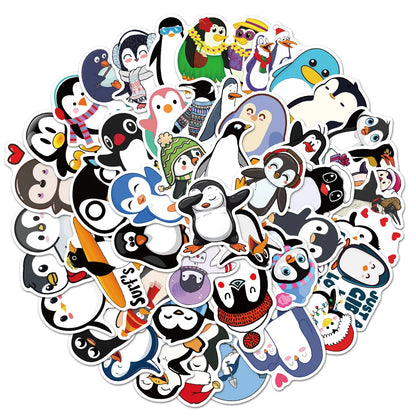 50PCS Waterproof Cartoon Penguin personality Sticker Reward Luggage Travel Trolley Sticker Notebook Sticker