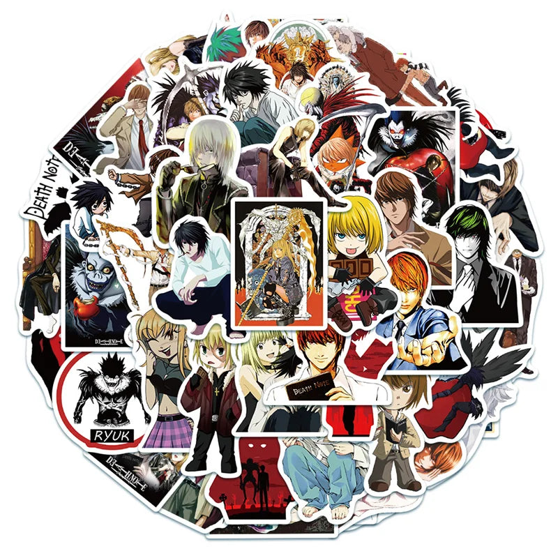 50PCS Anime Death Note Cartoon Graffiti Notebook's Toy Laptop Mobile Phone Computer Luggage Decoration Sticker