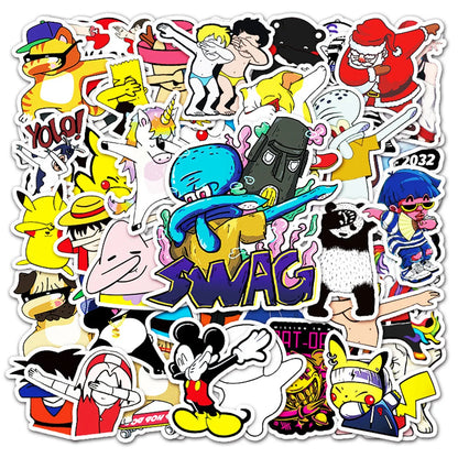 50PCS New Cartoon Animated Image Cover Face Gesture Graffiti Decoration Luggage Waterproof Sticker