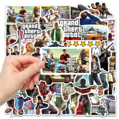 50PCS Action Game Grand Theft Auto Graffiti Waterproof Sticker Suitcase Notebook Skateboard Refrigerator WaterCup