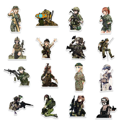 50PCS Anime Camouflage Beauty Cartoon Soldier Graffiti Sticker Skateboard Suitcase Water Cup Phone PVC Sticker