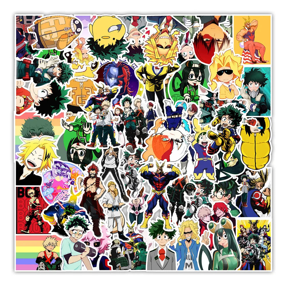 50PCS Anime My Hero Academia Sticker Computer Phone Water Cup Sticker Waterproof Sticker