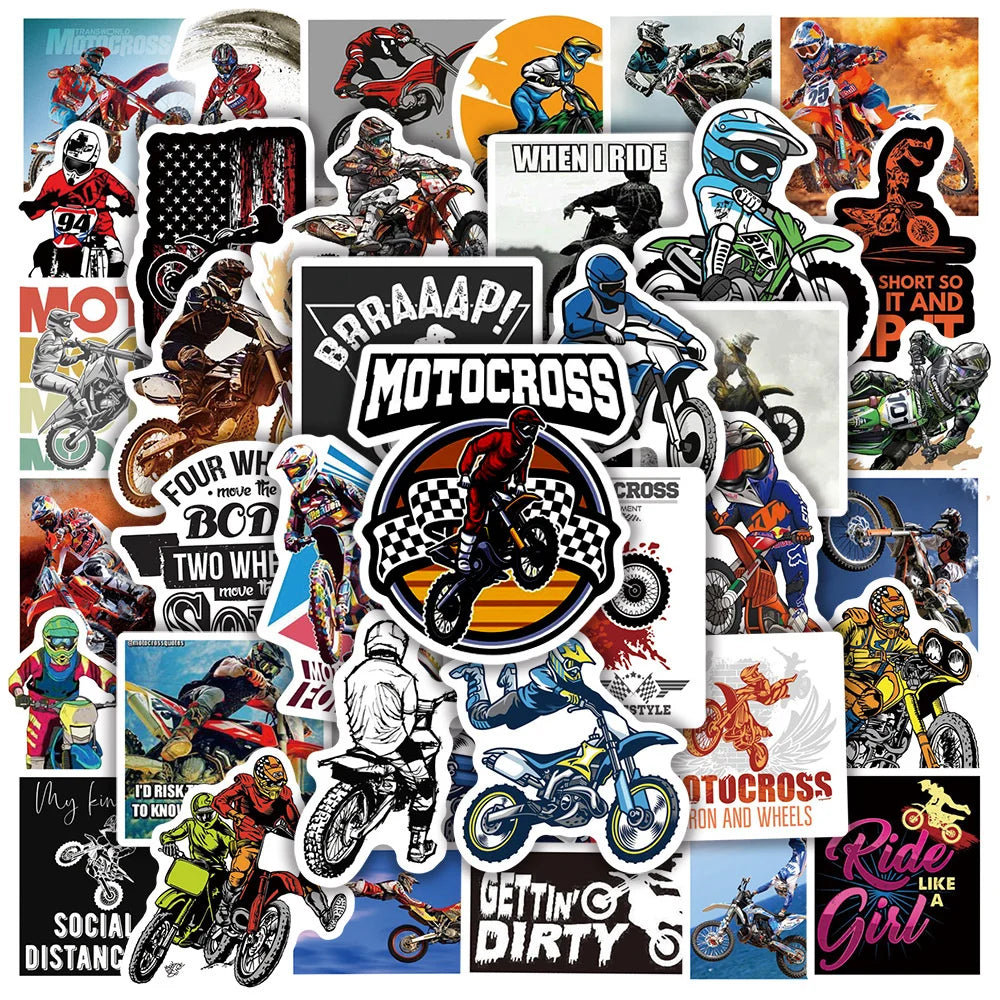 50PCS Dirt Bike Extreme Motorcycle Graffiti Stickers Water Cup Luggage Laptop Scooter Motorcycle