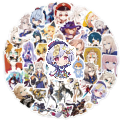 50 PCS Genshin Impact Cartoon Game Sticker Suitable for Laptop Skateboard Suitcase Mobile Phone Shell Sticker