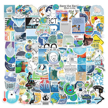 50PCS Global Climate Change Graffiti Waterproof Sticker Suitcase Notebook Refrigerator Skateboard Water CupHelmet