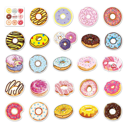 50PCS Doughnut Small Fresh Food Personalized Decoration Graffiti Waterproof Sticker Notebook Skateboard Water Cup