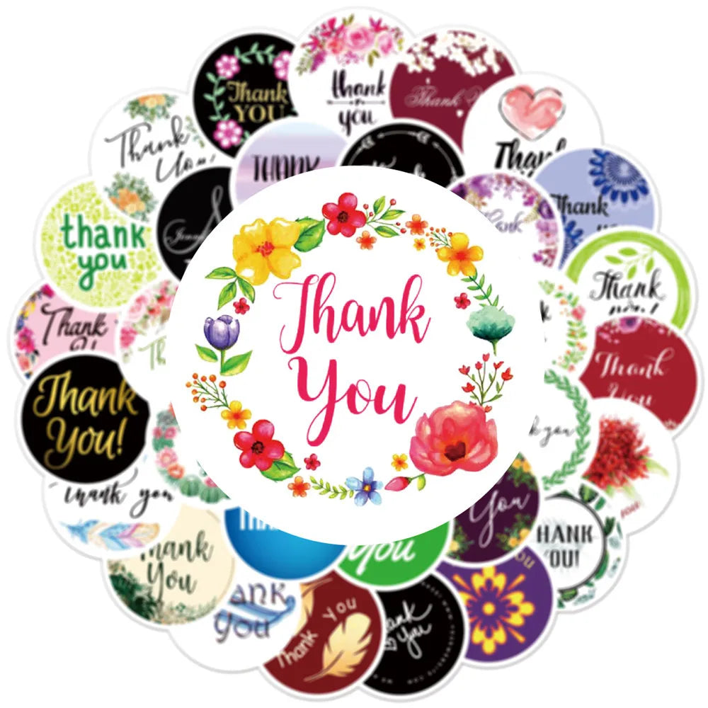 50PCS    NewThank You Sticker Personalized Decoration Graffiti Sticker Envelope Sealing Sticker MobilePhoneNotebook