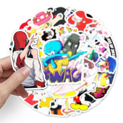 50PCS New Cartoon Animated Image Cover Face Gesture Graffiti Decoration Luggage Waterproof Sticker