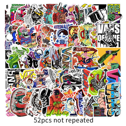 52PCS Cool Skateboard Personality Graffiti Sticker DIY Laptop Skateboard Mobile Phone Decoration Gift Toy Sticker
