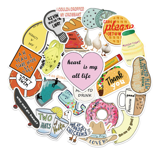 50PCS Adorable Cartoon Minimalist Doodle Stickers for Skateboards, Bags, Laptops, Stationery Boxes, and Beautiful DIY Desktop Decor Decals
