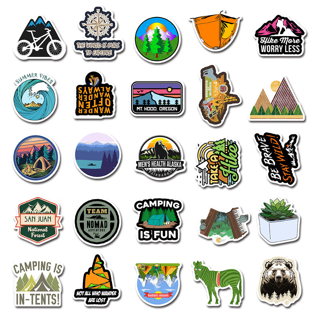 50PCS Mountain Exploration National Park Graffiti Stickers Perfect for Suitcases, Skateboards, Water Bottles, Helmets, Guitars, and Stationery Boxes Exquisite DIY Desktop Decor Decals