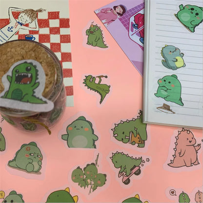 40PCS Cartoon Cute Little Dinosaur Hand Account Diary Atlas Stickers Diy Decoration and Paper Decoration Toys Wholesale