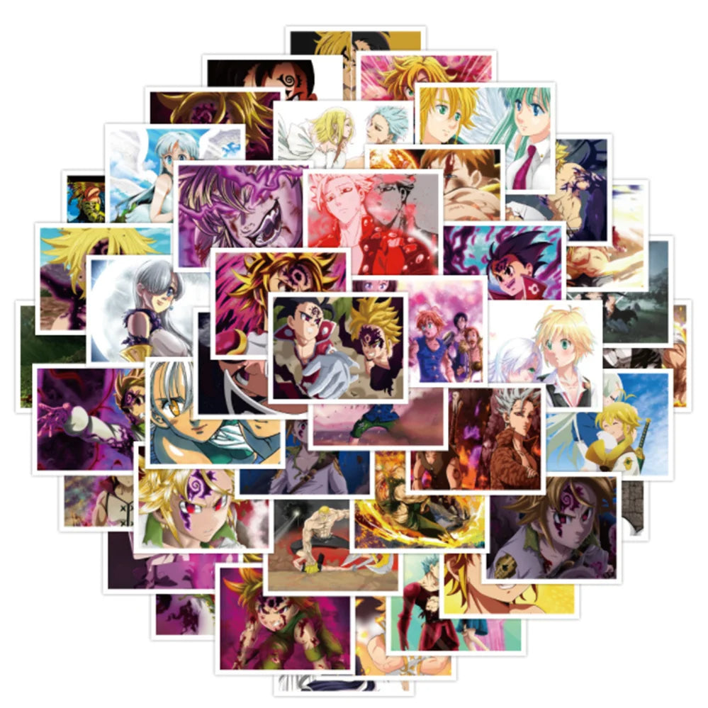 50PCS Personality Cartoon Anime Seven Deadly Sins Sticker Laptop Trunk Sliding Guitar Waterproof Decoration