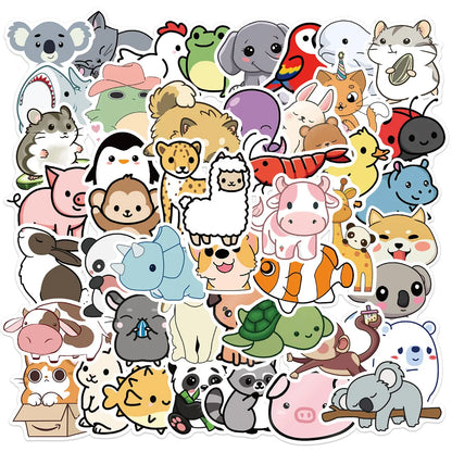 50PCS Cartoon Natural Animal Collection Waterproof Sticker Trunk Refrigerator Car iPad Stationery Box Decoration