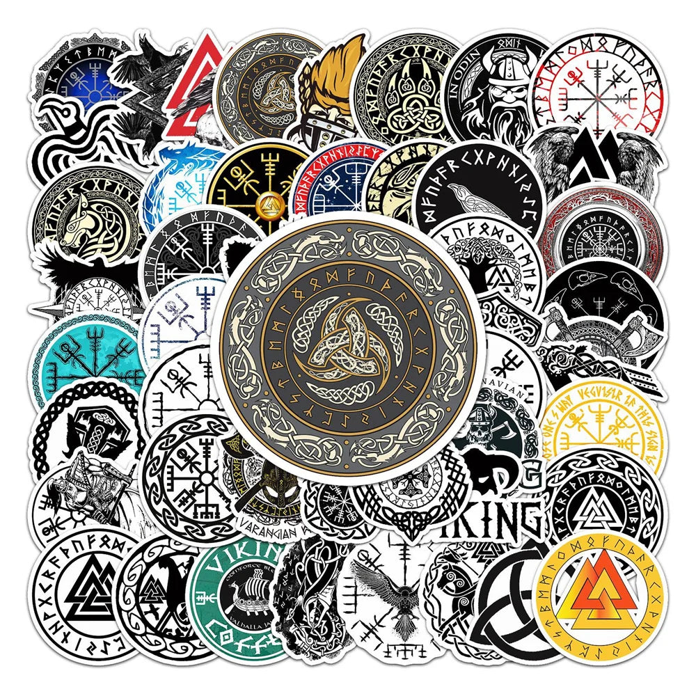 50PCS Viking Suitcase Stickers Creative Trend Graffiti Waterproof Suitcase Laptop Decoration Stickers