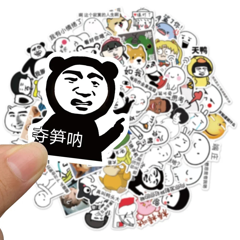 50pcs New Funny Net Red Expression Bag Graffiti Decoration Waterproof Sticker