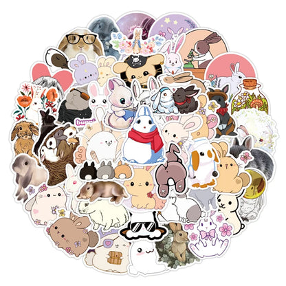 50PCS   Cute Rabbit  Graffiti Stickers Waterproof Suitcase Laptop Skateboard Mobile Phone Stickers