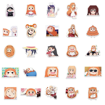 50PCS of cute cartoon and Japanese anime character doodle stickers in the style of the "sister-in-law Komori", personalized, fashionable and creative DIY exquisite decorative decal cups, helmets, and popular skateboard sticker toys