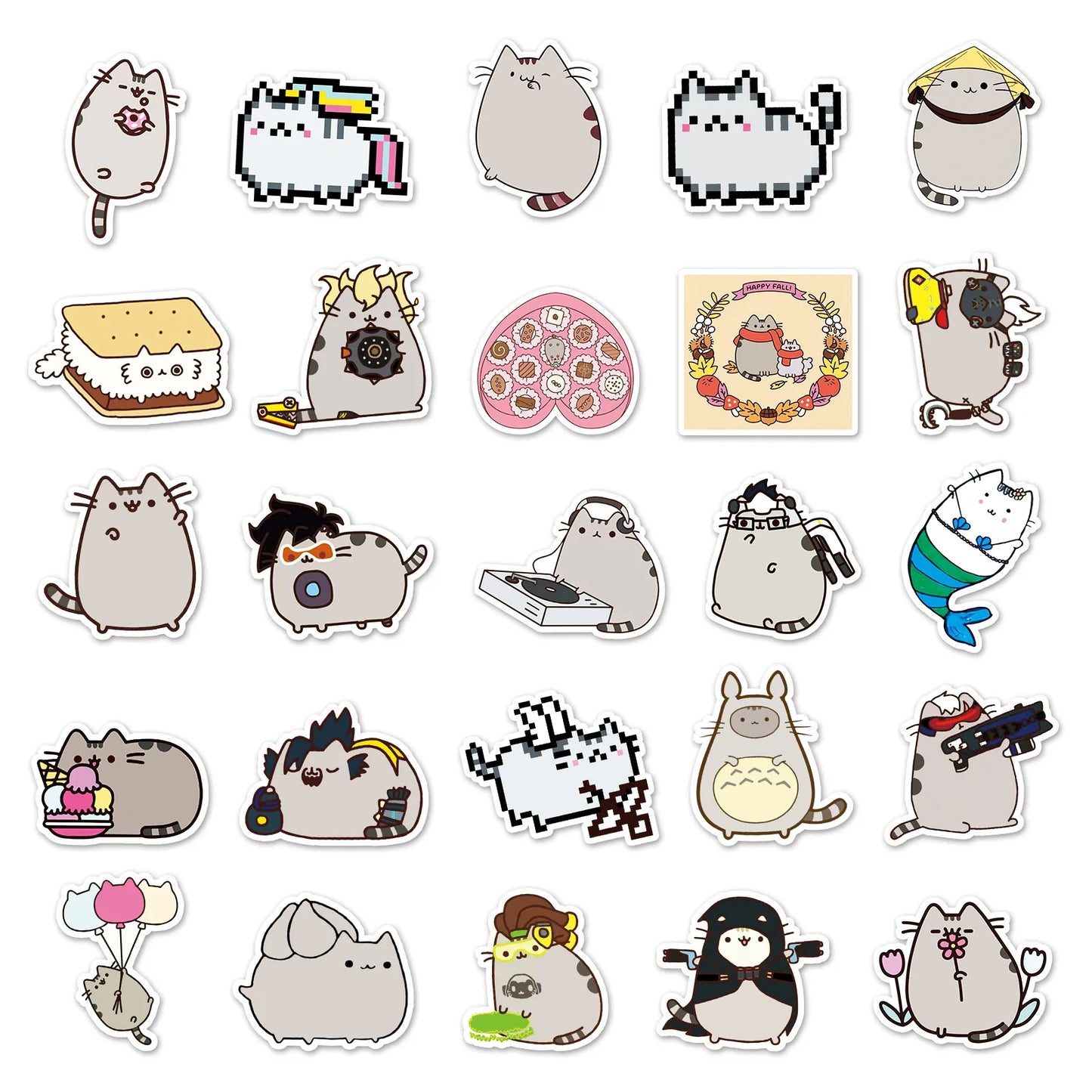 50PCS Anime Cartoon Punk Cat Cute Graffiti Luggage Laptop Motorcycle Mobile Phone Water Cup F Waterproof Sticker