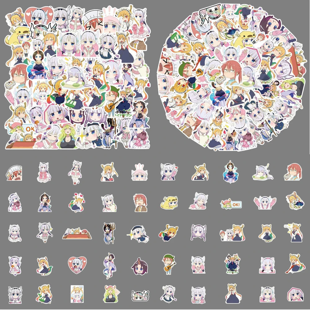 50PCS Cartoon Anime Kobayashi's Dragon Maid Graffiti Laptop Skateboard Guitar Fridge Waterproof Sticker