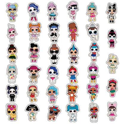 50PCS Cute Surprise Doll Cartoon Graffiti Waterproof Sticker Suitcase Notebook Skateboard Refrigerator Water Cup