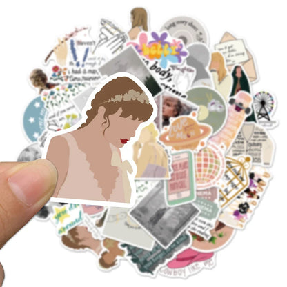 50PCS Mildew Taylor Swift Album Folklore Evermore Graffiti Decoration Suitcase Guitar Decoration
