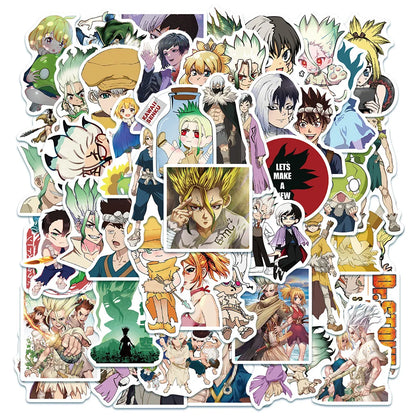 50 pieces of new cartoon and anime stone wood graffiti stickers, personalized DIY laptop suitcase personalized decoration waterproof detachable sticker toys