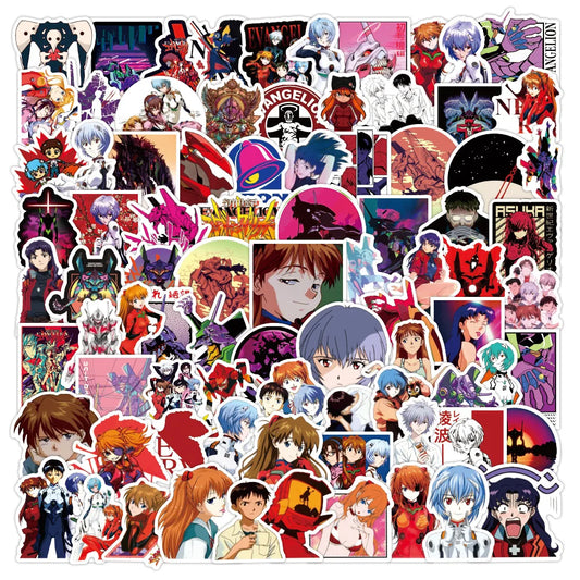 50pcs  Japanese Anime EVANGELION Stickers for Notebook Computer  Children's Wholesale of Toy Stickers