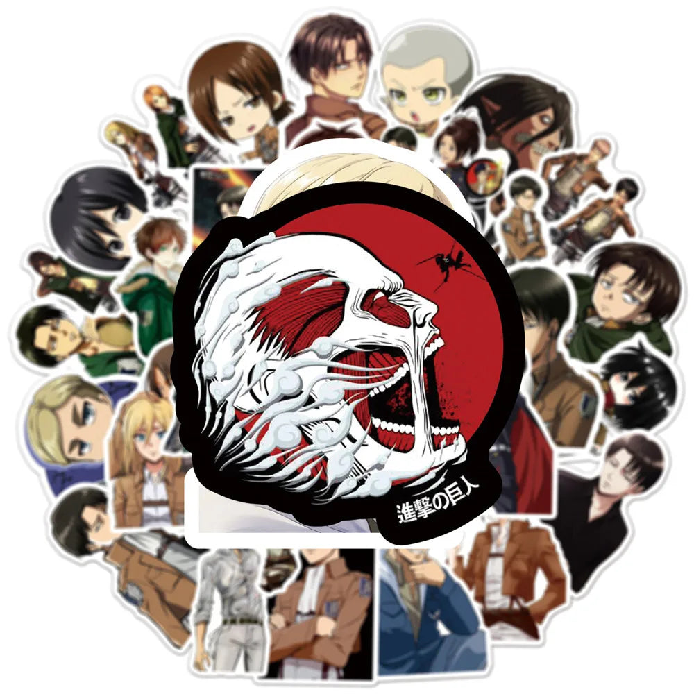 50PCS Anime Attacking Giant Graffiti Helmet Sticker Notebook Guitar Skateboard Mobile Toy Cartoon PVC Sticker