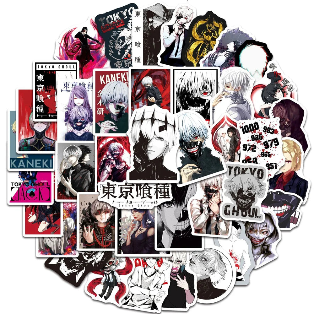 50PCS Anime Tokyo Ghoul Graffiti Decoration Cool Guitar Skateboard Luggage Notebook Waterproof Helmet Toy Sticker