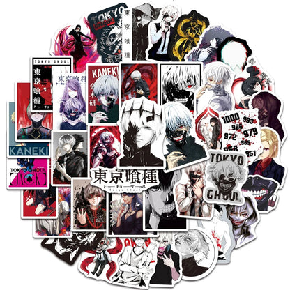 50PCS Anime Tokyo Ghoul Graffiti Decoration Cool Guitar Skateboard Luggage Notebook Waterproof Helmet Toy Sticker