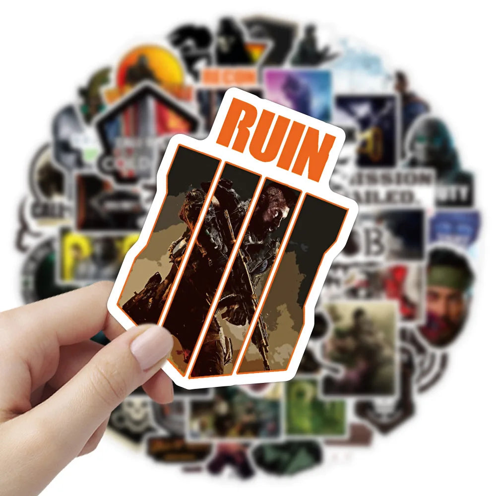 50PCS Game Mission War Fire Assault Graffiti Laptop Guitar Motorcycle Luggage Skateboard Bike Waterproof Sticker