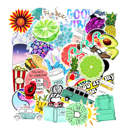 50PCS cartoon and fresh series graffiti stickers, personalized DIY trolleys, suitcases, boxes, laptops, skateboards, decorative waterproof stickers and toys