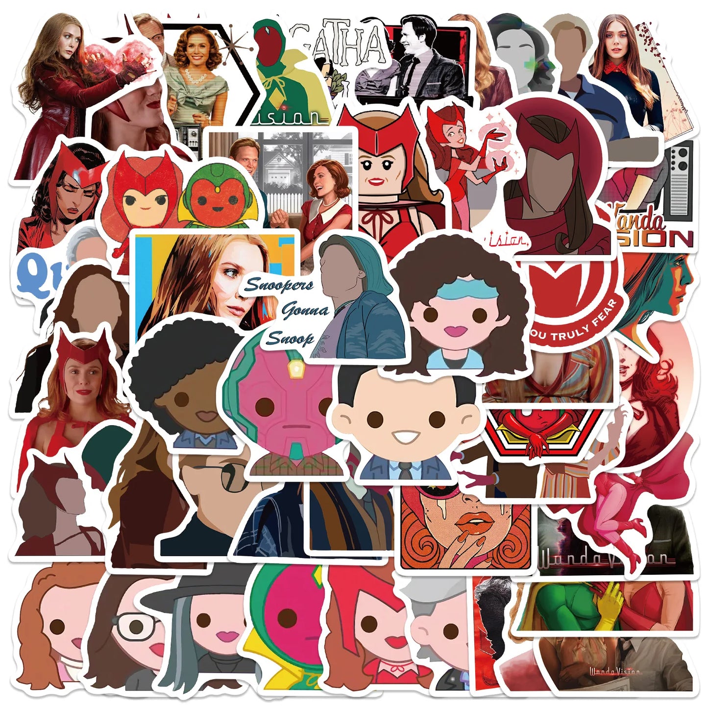 50PCS Cartoon Version Scarlet Witch Fantasy World Decoration Scrapbook Guitar Phone Case Notebook Sticker
