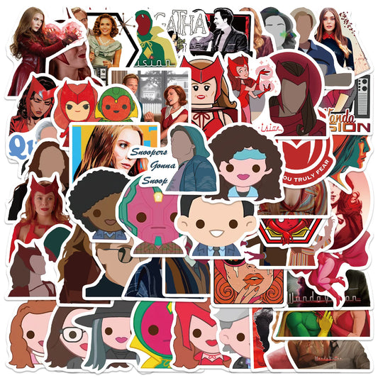 50PCS Cartoon Version Scarlet Witch Fantasy World Decoration Scrapbook Guitar Phone Case Notebook Sticker
