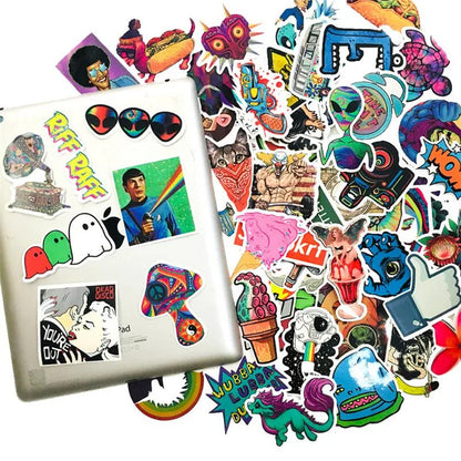 50PCS   aliensAlien UFO Trolley Case Skateboard Laptop Waterproof Sticker