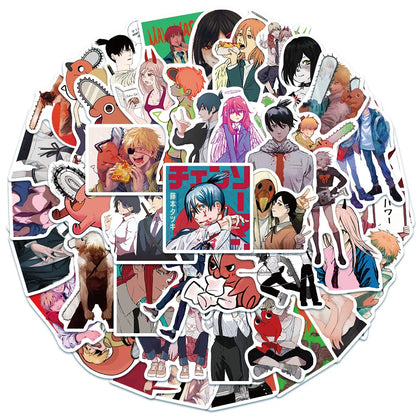 50PCS Anime Chainsaw Man Cartoon Cute Character Graffiti Sticker Suitcase Notebook Decoration Toy
