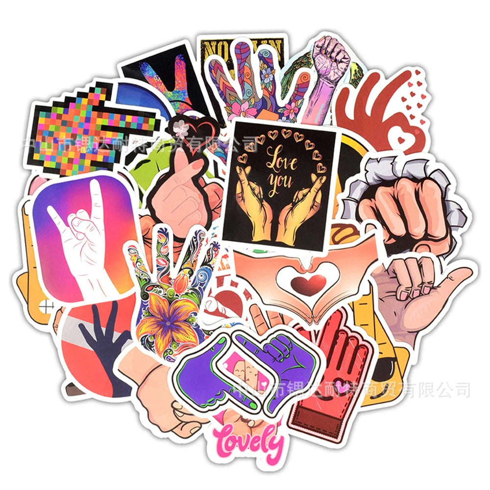 50PCSIns Net Celebrity Gesture Graffiti Stickers Trolley Refrigerator Guitar Scooter Computer Stickers